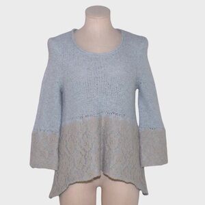 Knitted & Knotted Knit and Lace Contrast Pullover Sweater by Anthropologie